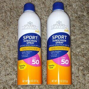 Studio Selection Sport Sunscreen Spray SPF 50. NEW/Never used. Lot of 2.
